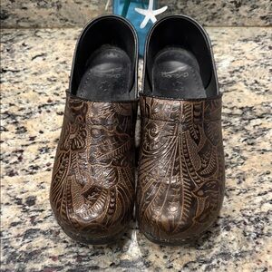 Dansko Brown Embossed Mules